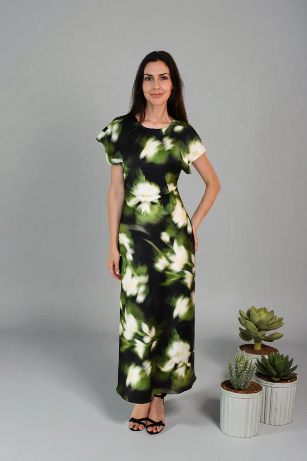 Kirra Twist Front Maxi Dress - Black/Green