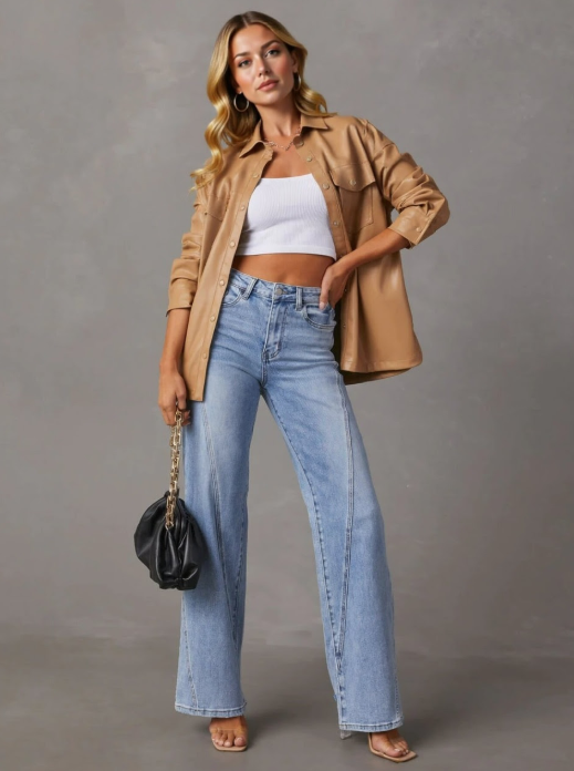 Shay Angle Seam Jean - Washed Blue