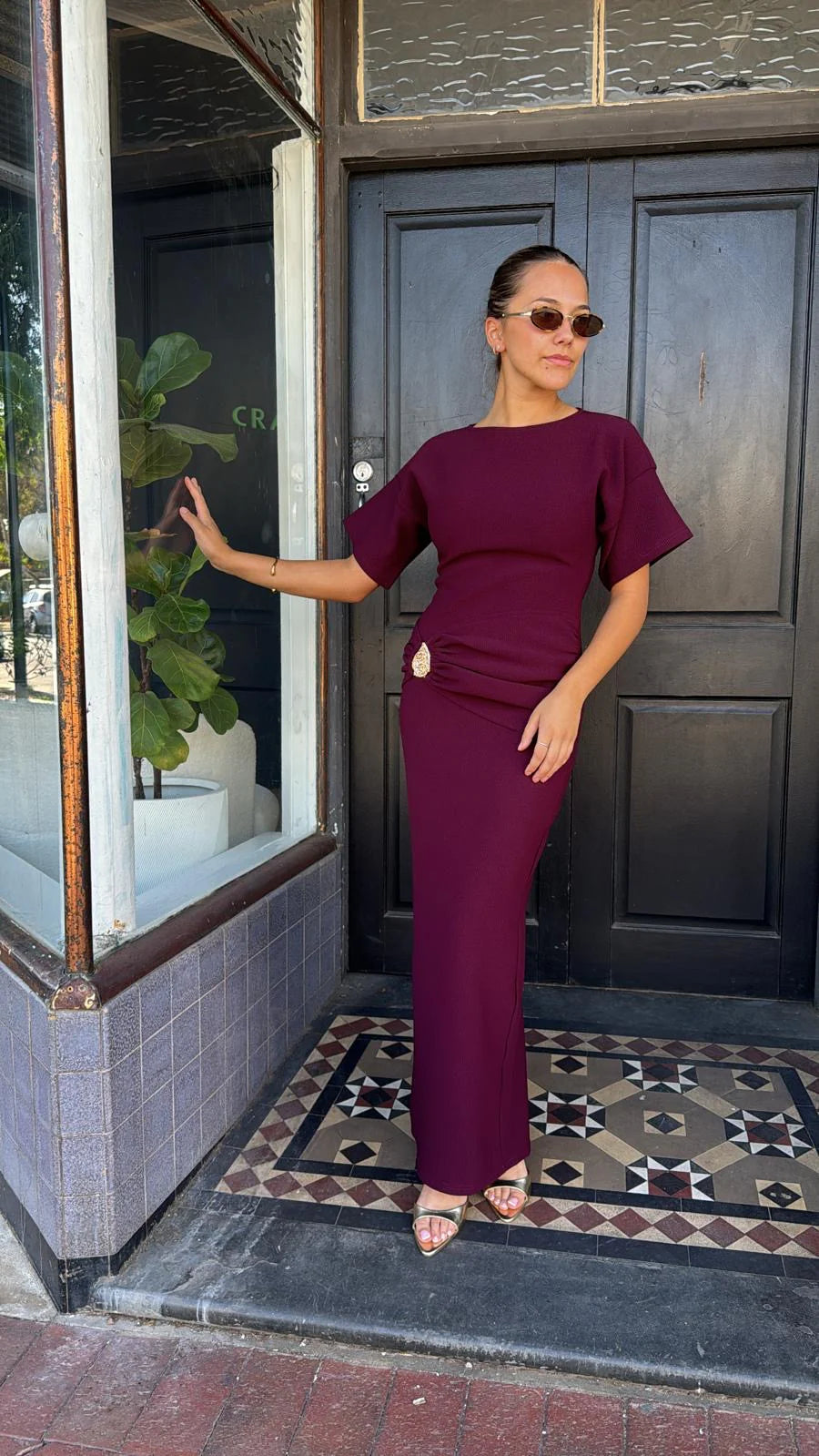 Saba Midi Dress - Wine