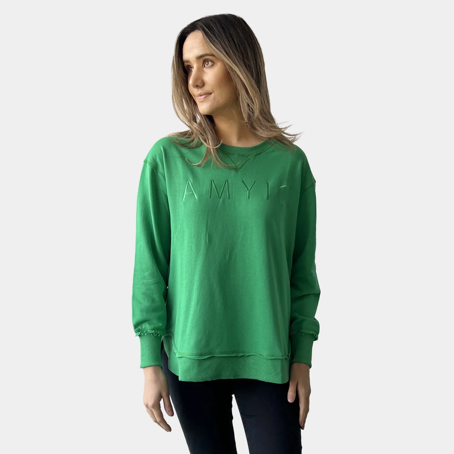 Amyic Embroidery Sweatshirt - Green