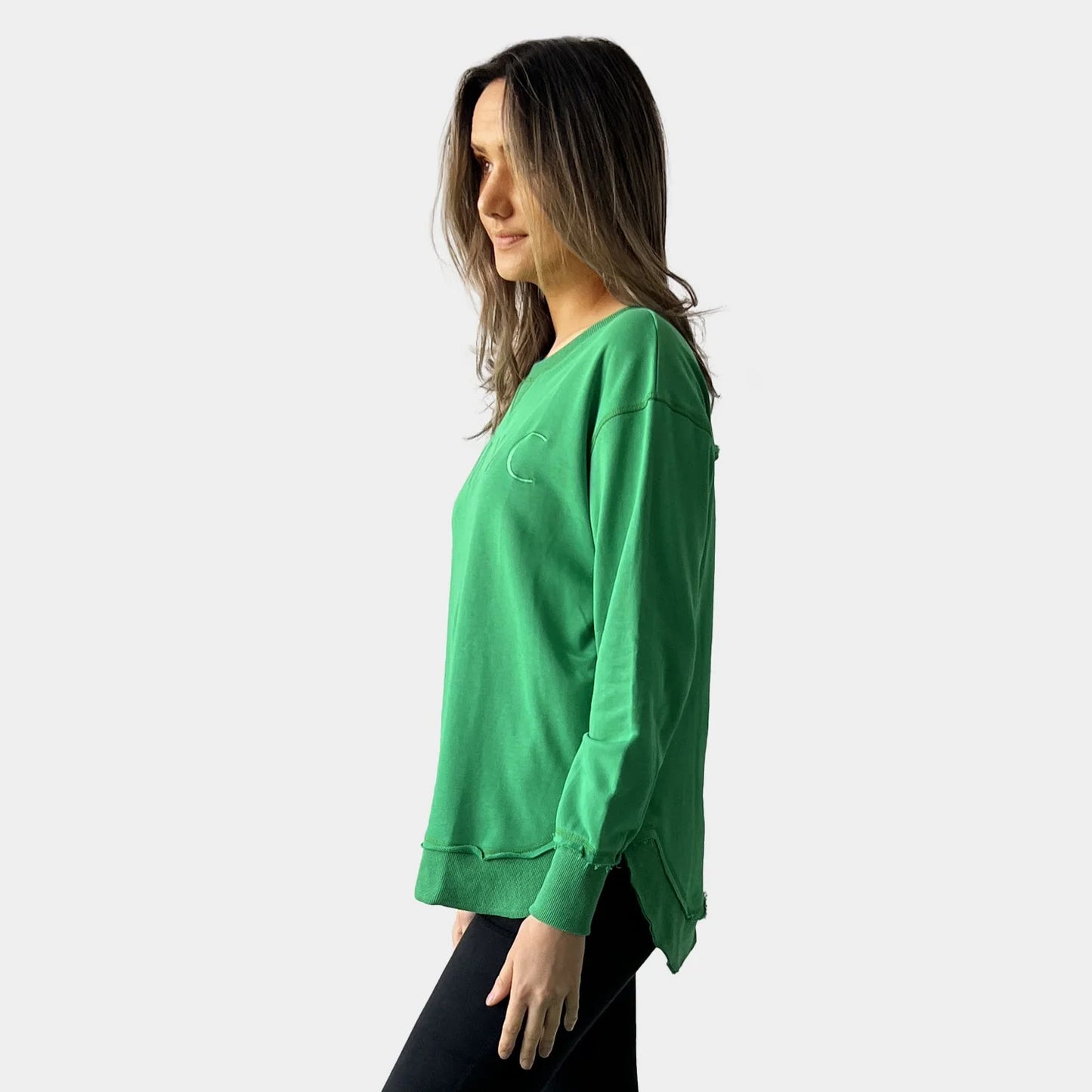 Amyic Embroidery Sweatshirt - Green