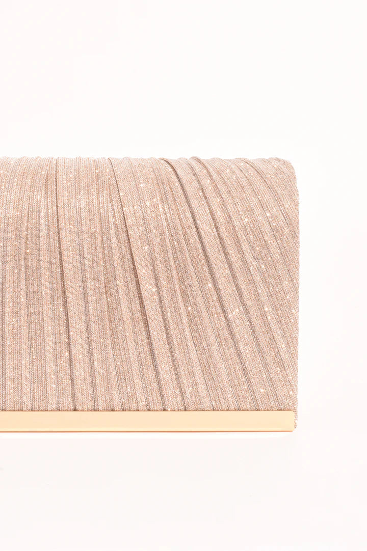 Linnie Pleat Fold Over Clutch in Champagne