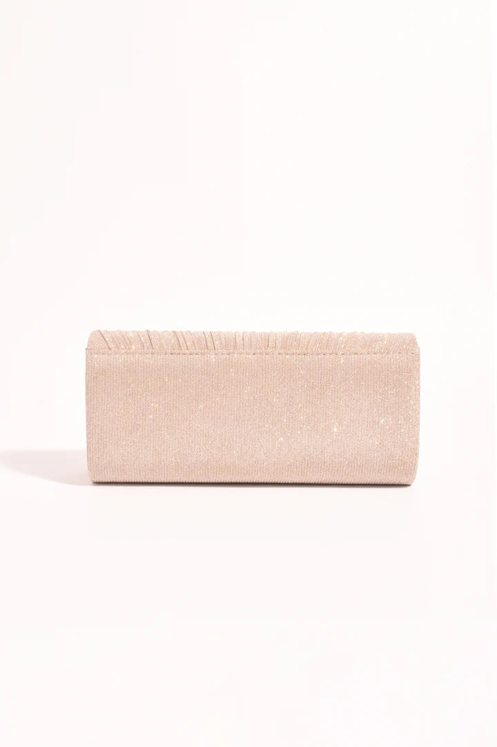 Linnie Pleat Fold Over Clutch in Champagne