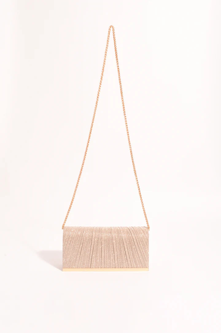 Linnie Pleat Fold Over Clutch in Champagne