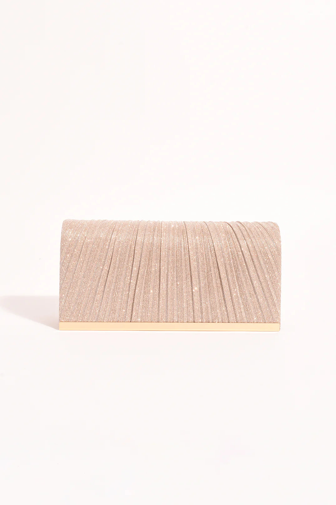 Linnie Pleat Fold Over Clutch in Champagne