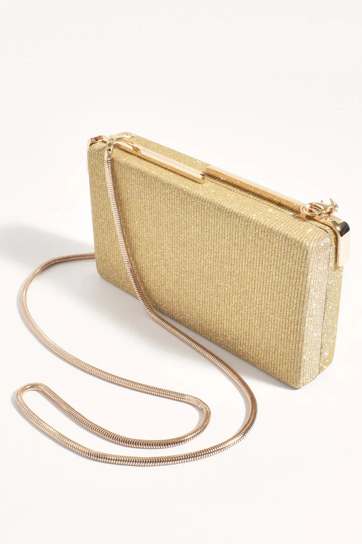 Charlene Rectangle Structured Clutch - Gold
