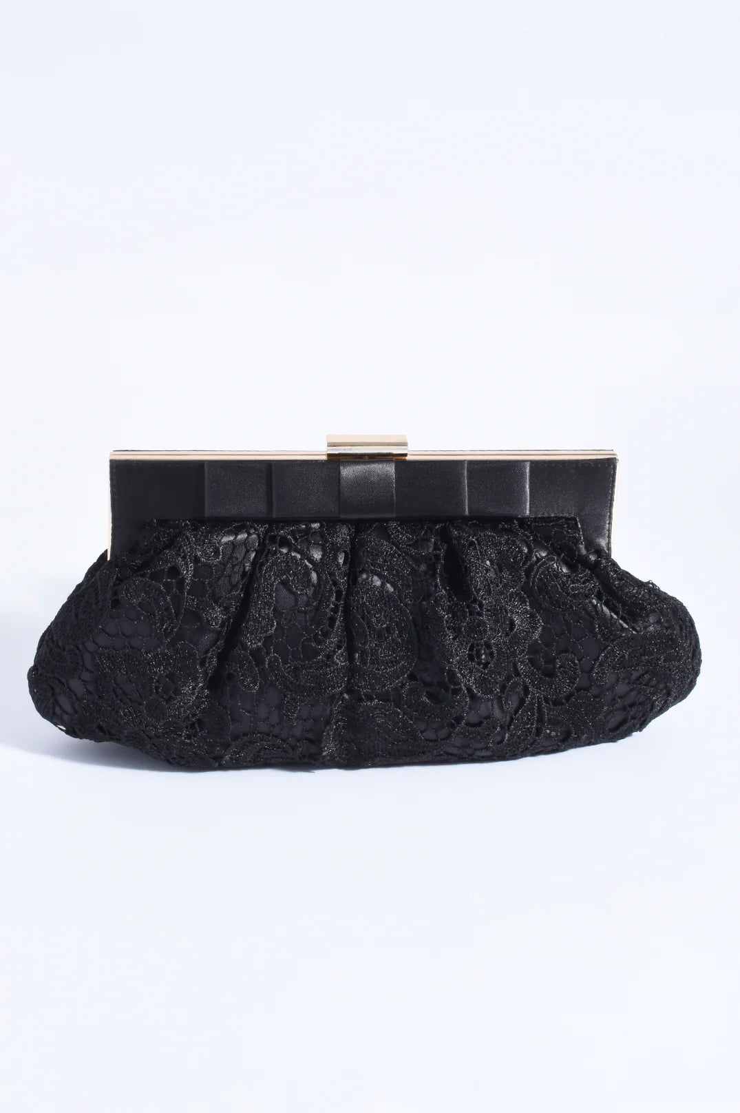 Elena Brigitta Lace Bow Clutch - Black