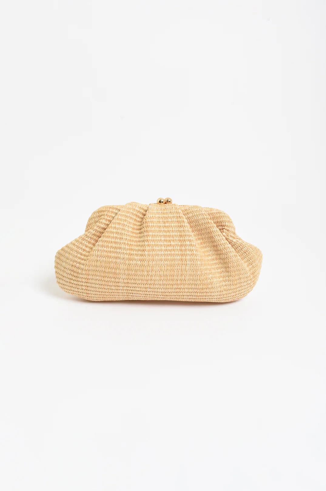 Weave Gathered Clutch - Natural