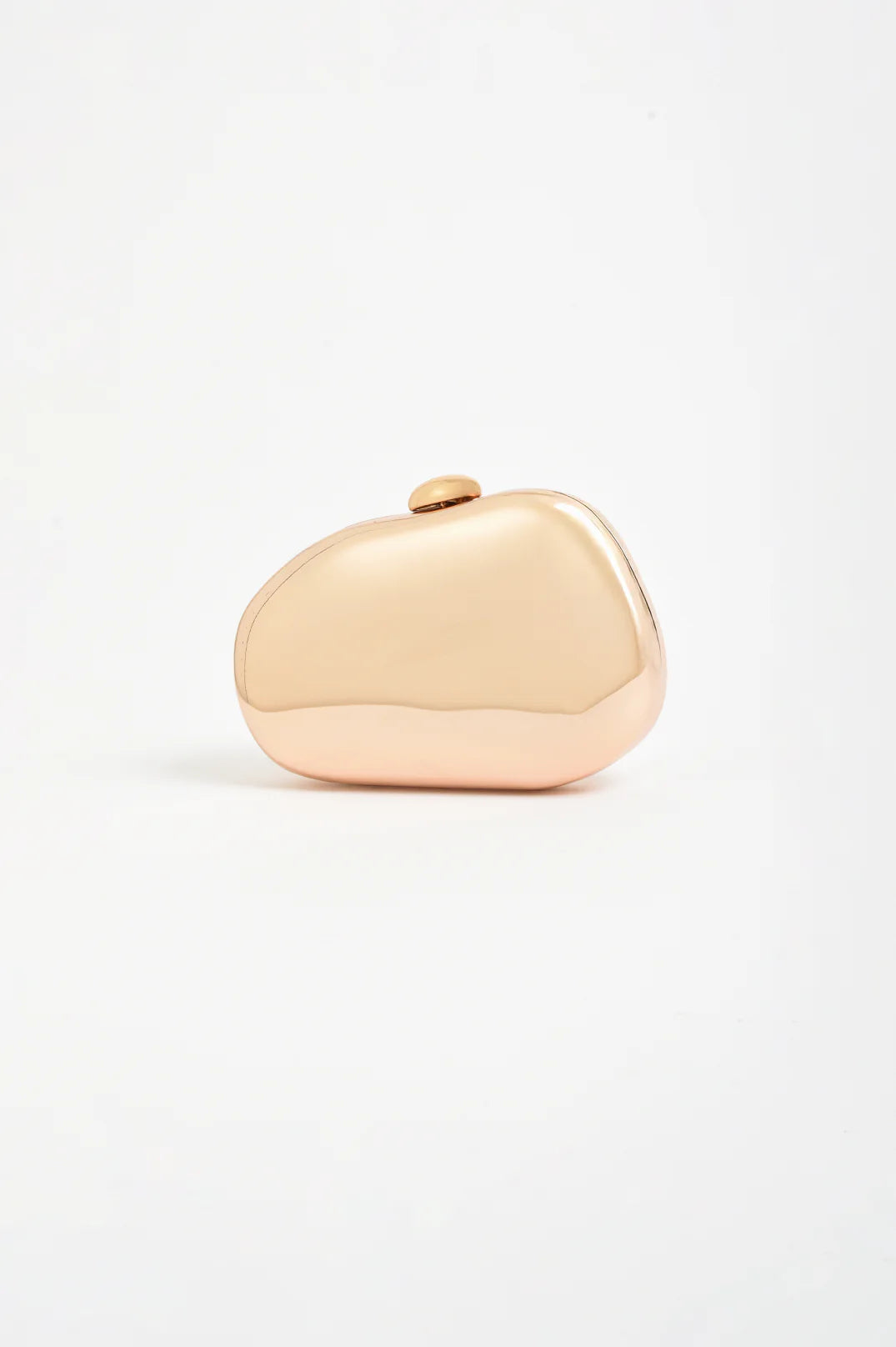 Abstract Curved Metal Clutch - Gold