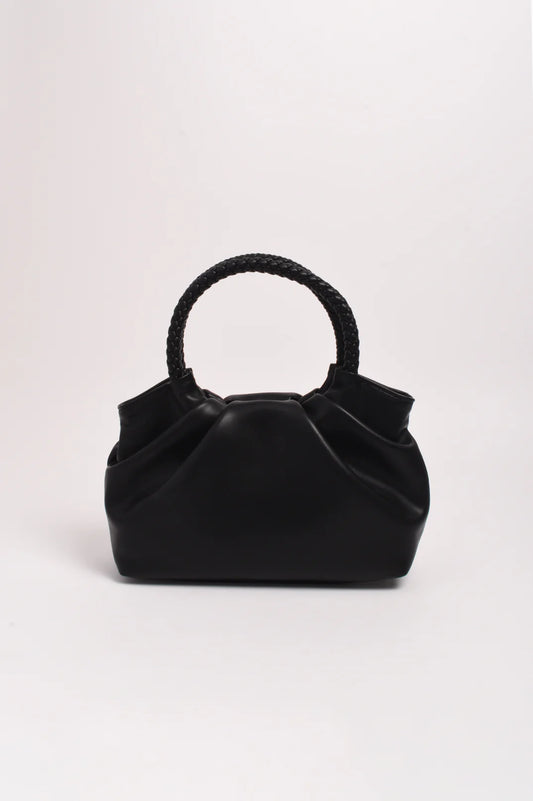 Serena Gathered Round Handle Bag - Black