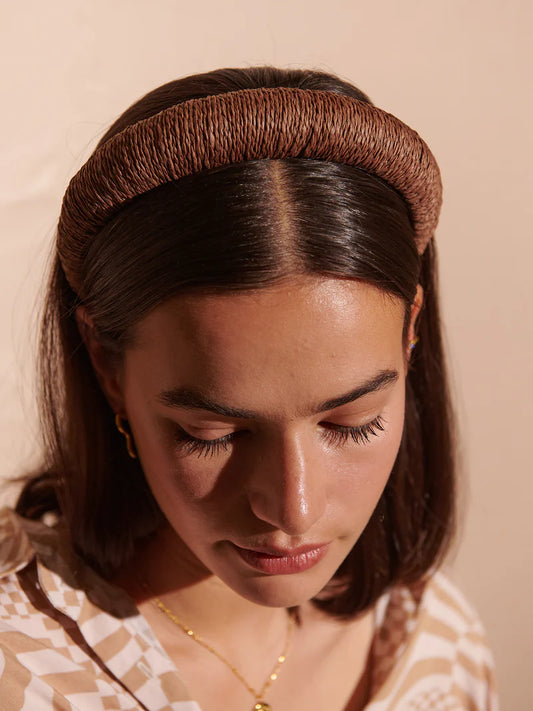 Paper Straw Headband - Brown
