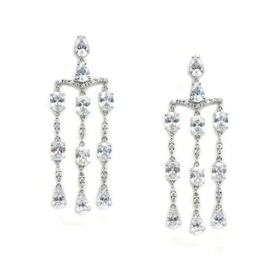 Chrysalini Vintage Chandelier Earrings - Silver