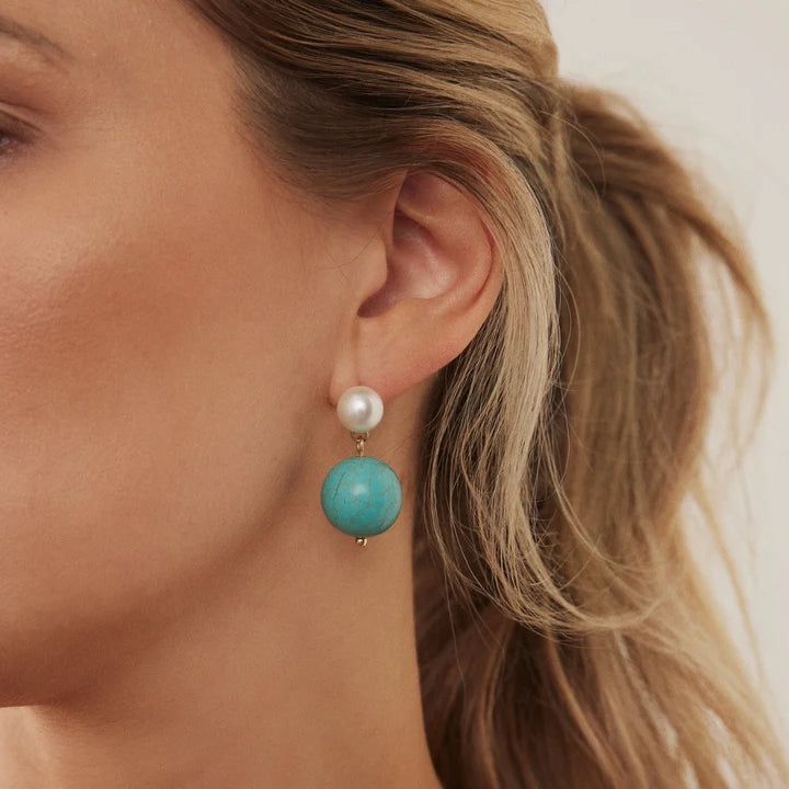 Bling Bar Bolla Earrings - Turquoise/Gold