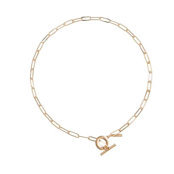 Bling Bar Paperclip Chain Necklace - Gold