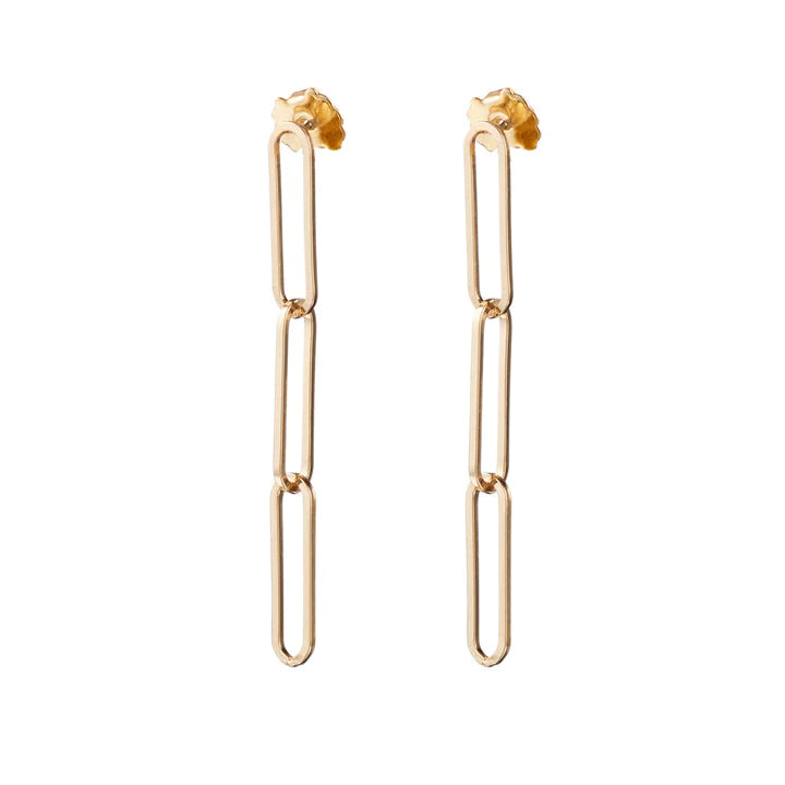 Bling Bar Paperclip Chain Earrings - Gold