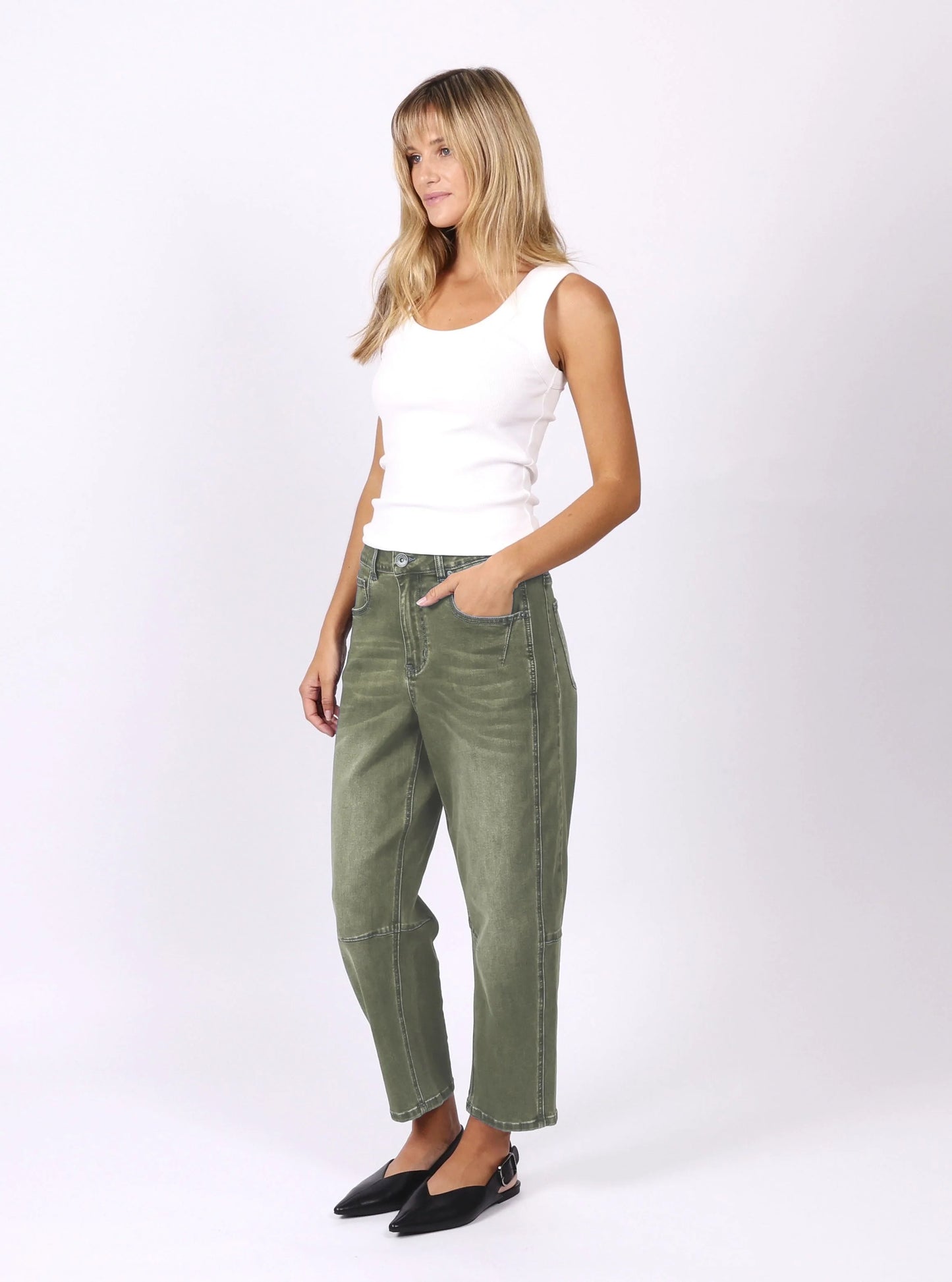 Toni Barrel Jeans - Khaki