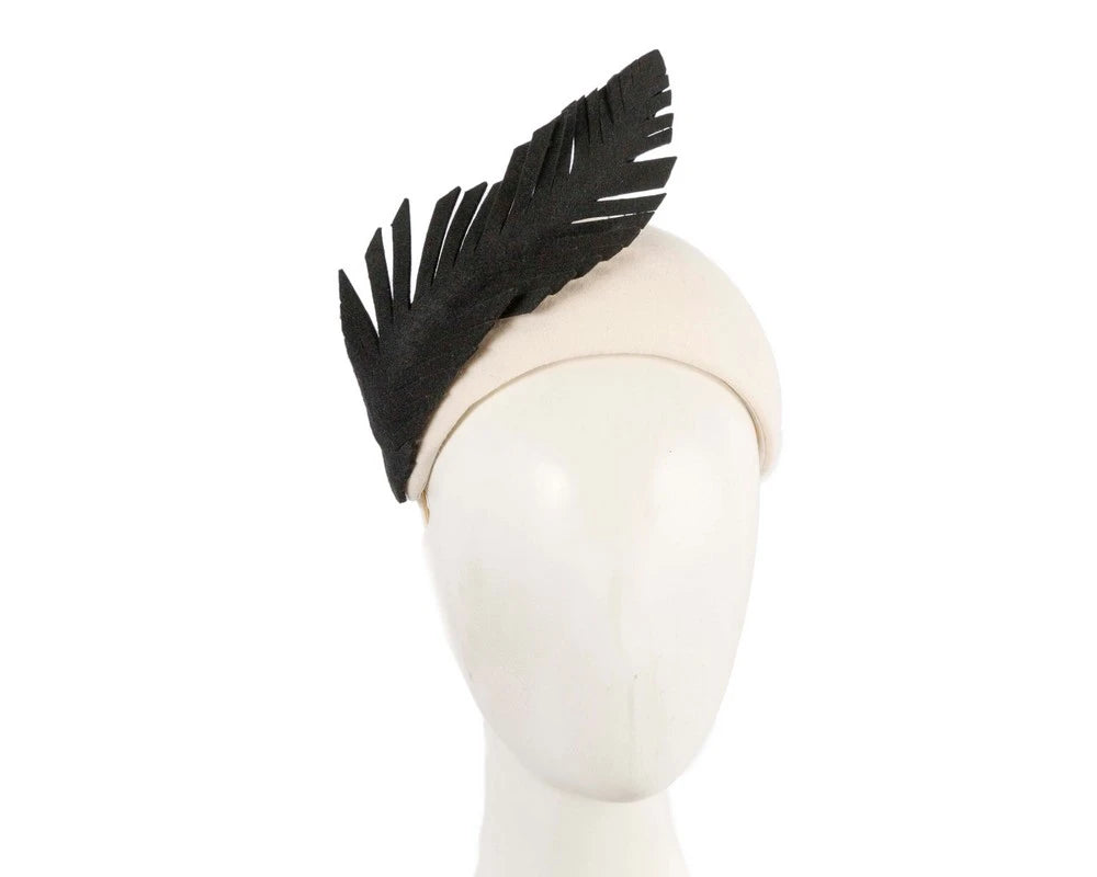 Fillies Collection Bespoke Cream/Black Felt Fascinator