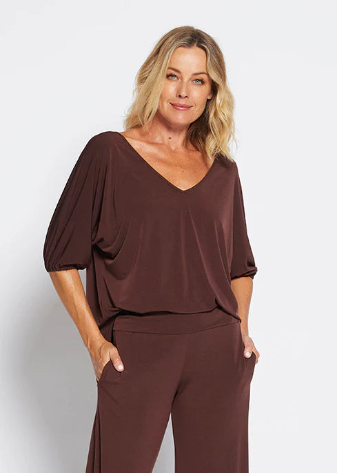 Philosophy Australia Great Reversible Blouson Top - Chocolate