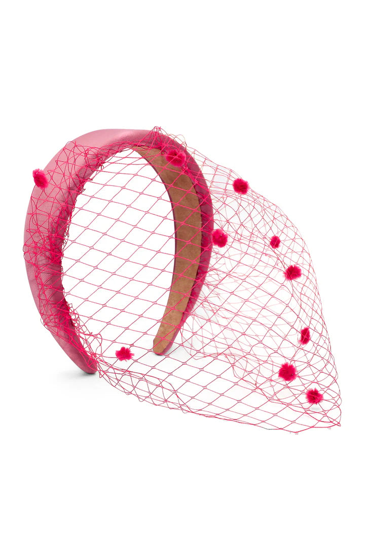 Lilah Veil Headband in Hot Pink