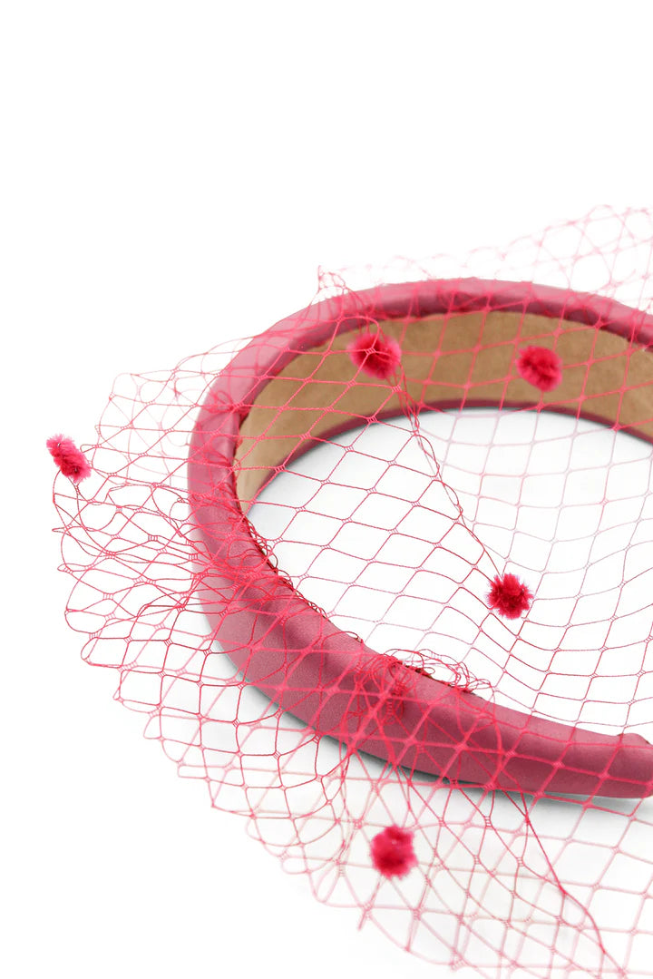 Lilah Veil Headband in Hot Pink