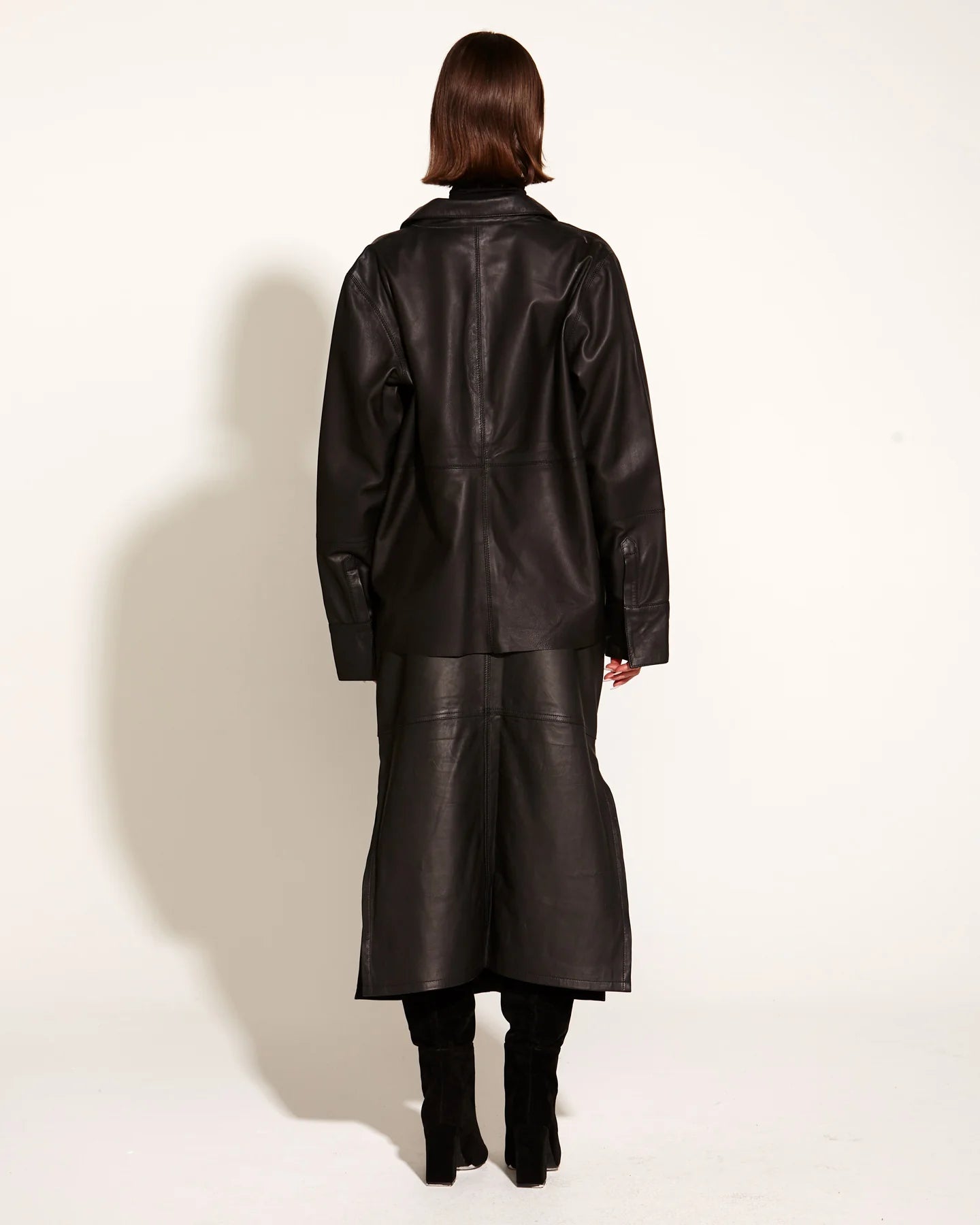 Fate & Becker Underground 100% Leather Oversized Shacket - Black