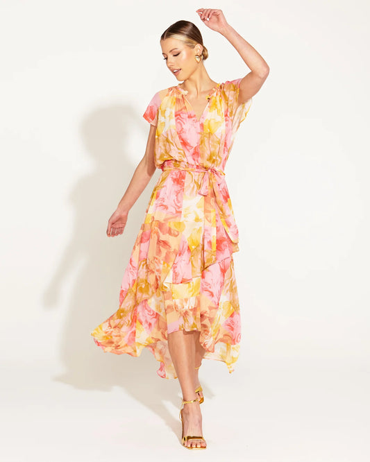 Earthly Paradise Frill Short Sleeve Midi Dress CLEARANCE