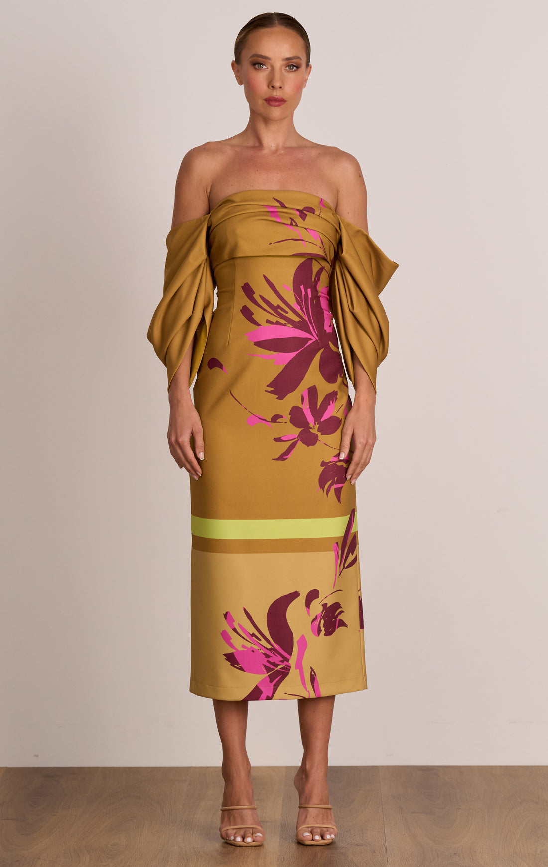 Pasduchas Flicker Party Midi Dress - Gold CLEARANCE