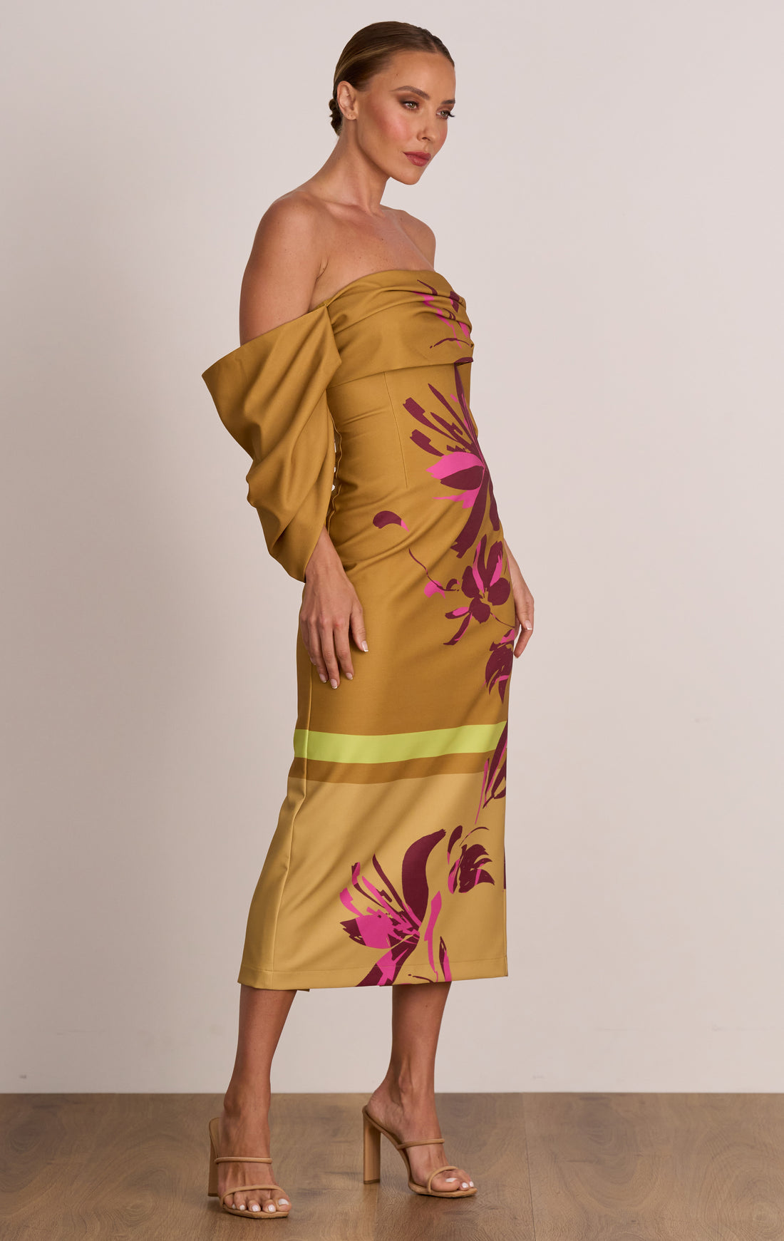 Pasduchas Flicker Party Midi Dress - Gold CLEARANCE