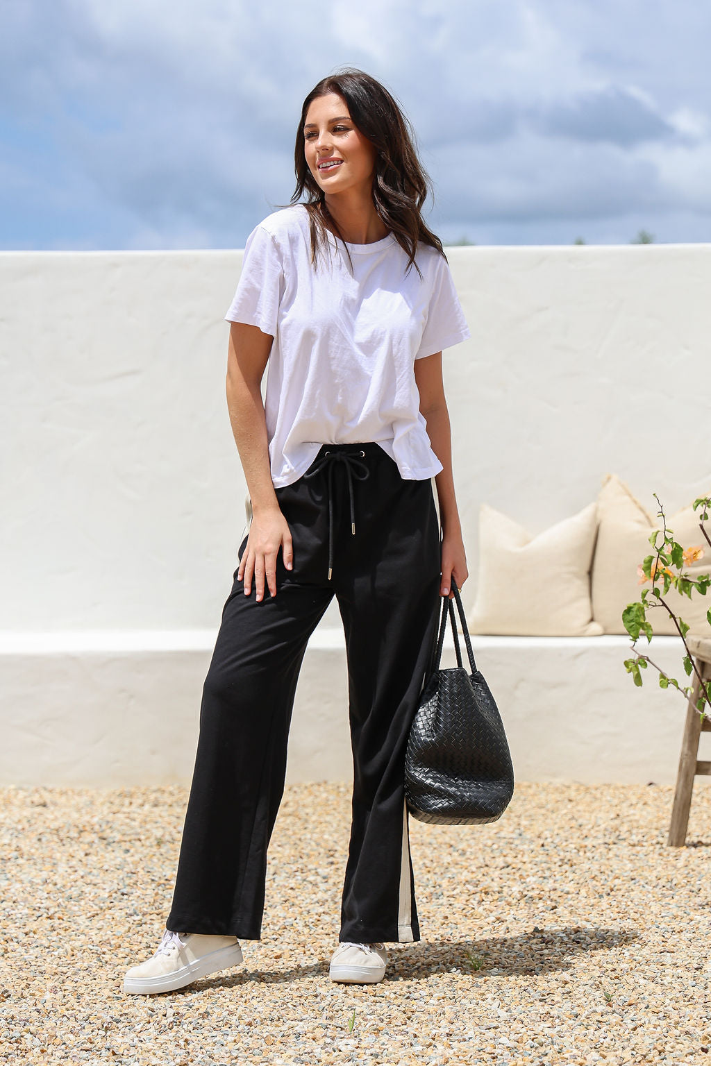 Jenner Side Stripe Pant - Black/Cream