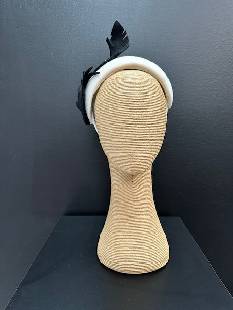 Fillies Collection Bespoke Cream/Black Felt Fascinator