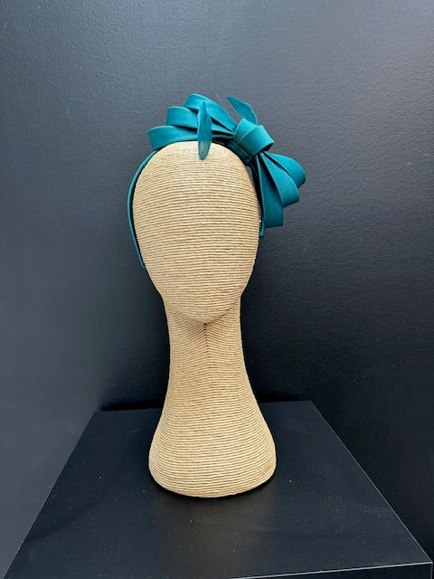 Max Alexander Teal Bow Racing Fascinator
