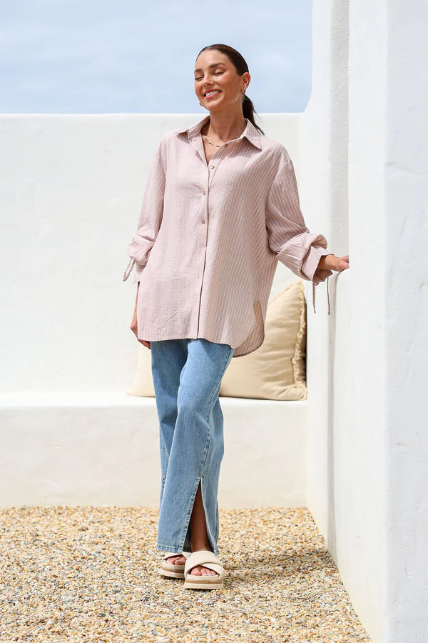 Billie Stripe Shirt - Beige