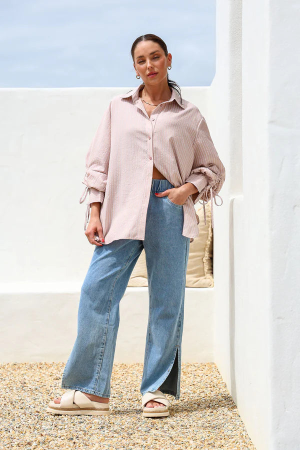 Billie Stripe Shirt - Beige