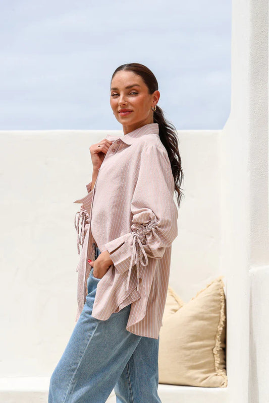 Billie Stripe Shirt - Beige