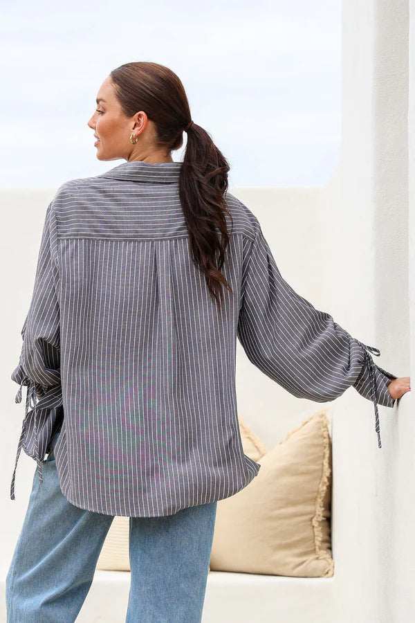 Billie Stripe Shirt - Charcoal