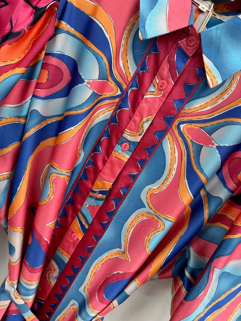 Kathleen Midi Dress - Pink Multi