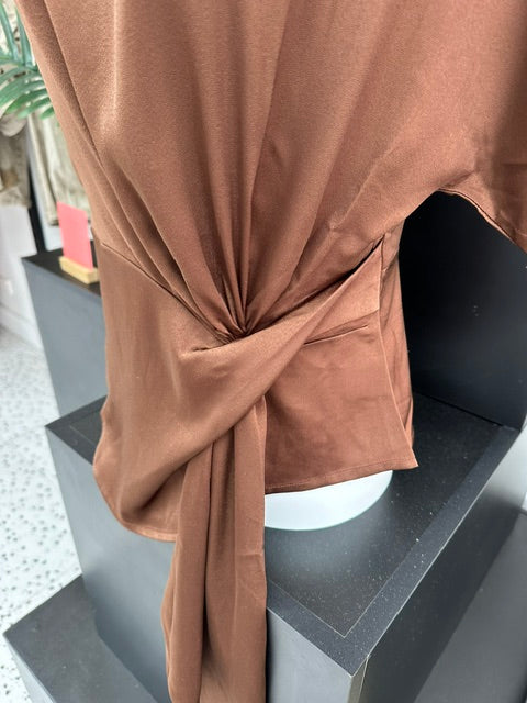 Lux Drape Front Top - Chocolate