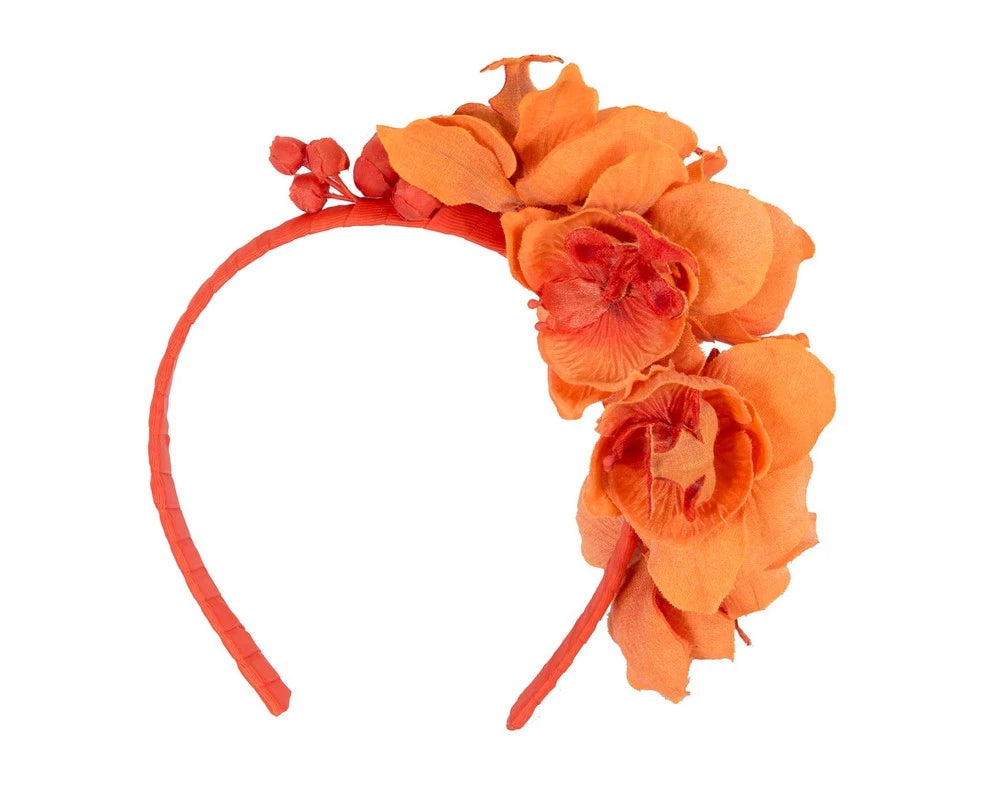Orange Orchid Flower Headband