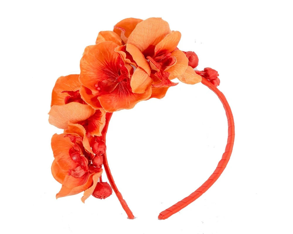 Orange Orchid Flower Headband