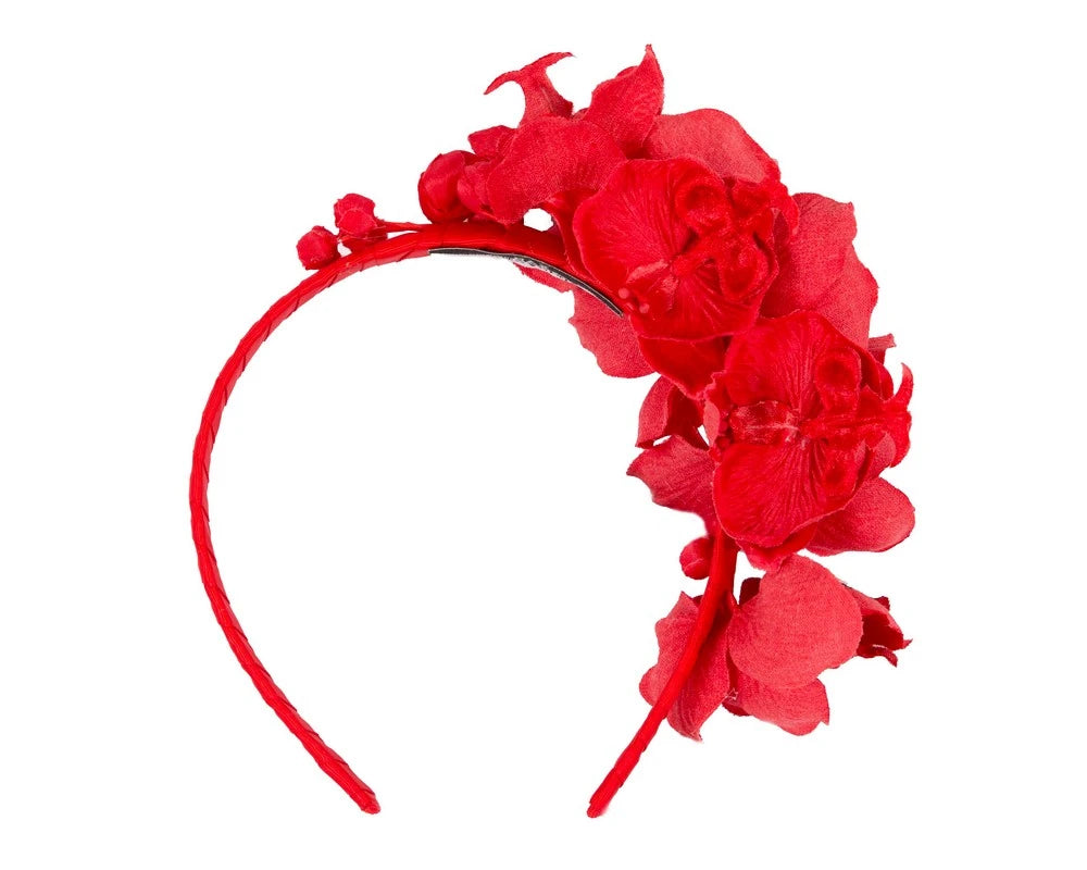 Red Orchid Flower Headband