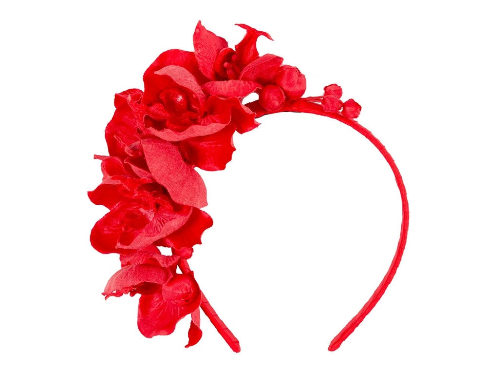 Red Orchid Flower Headband