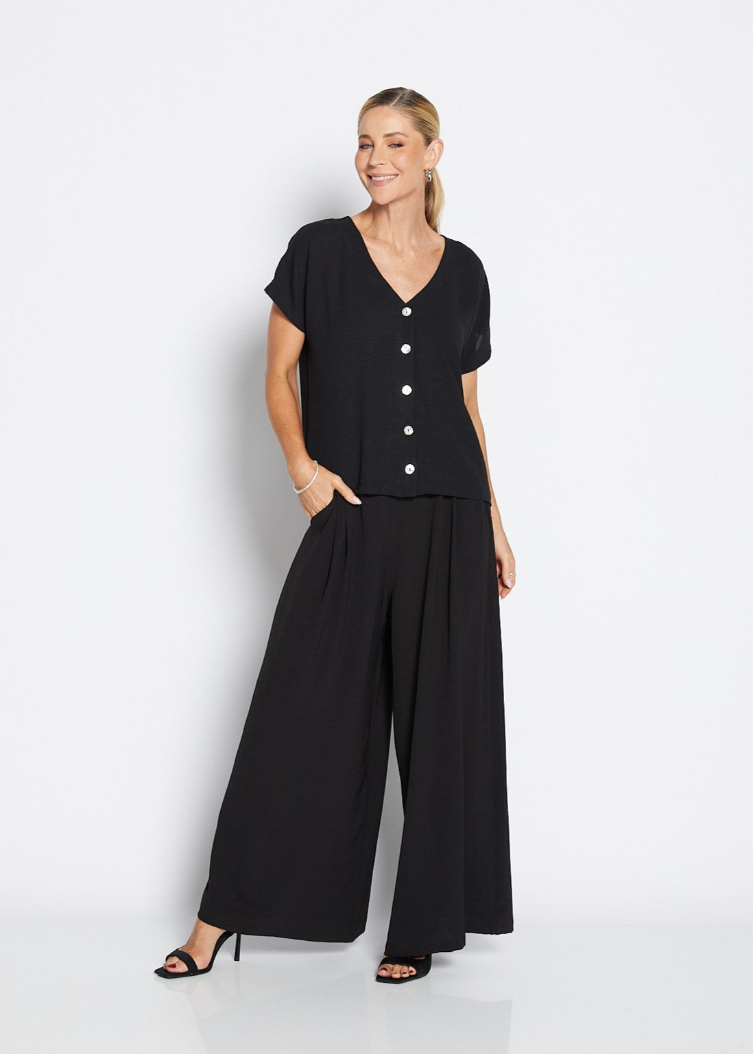 Philosophy Australia Franco Wide Leg Pants - Black
