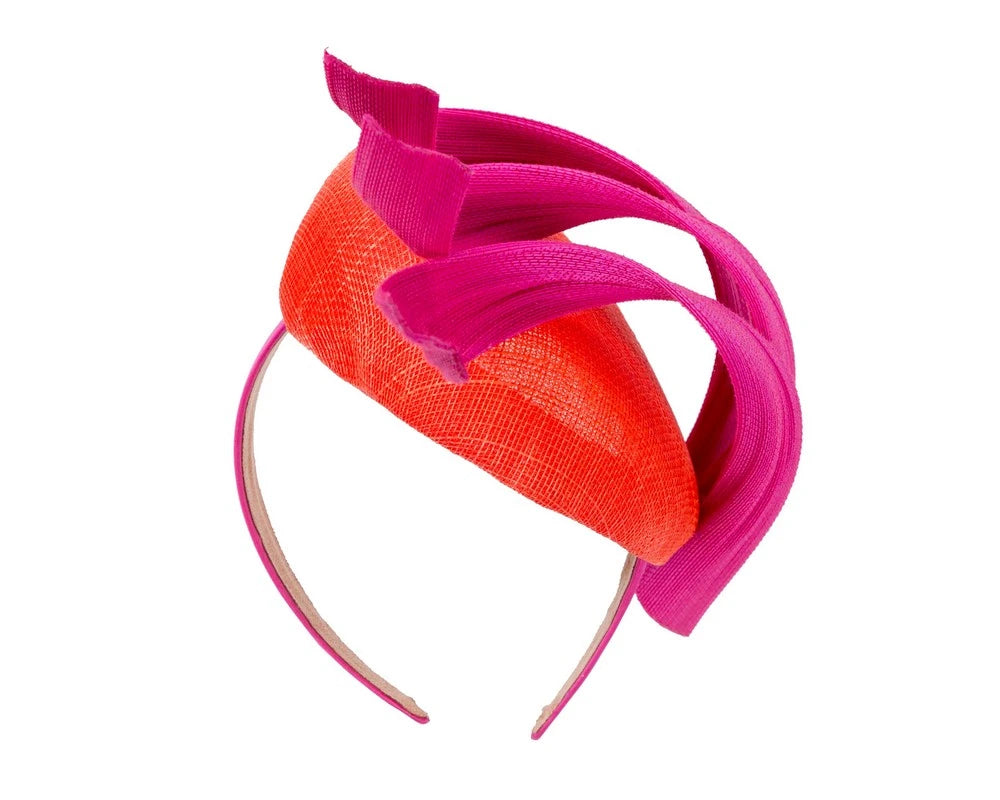 Bespoke Orange & Fuchsia Pillbox Fascinator
