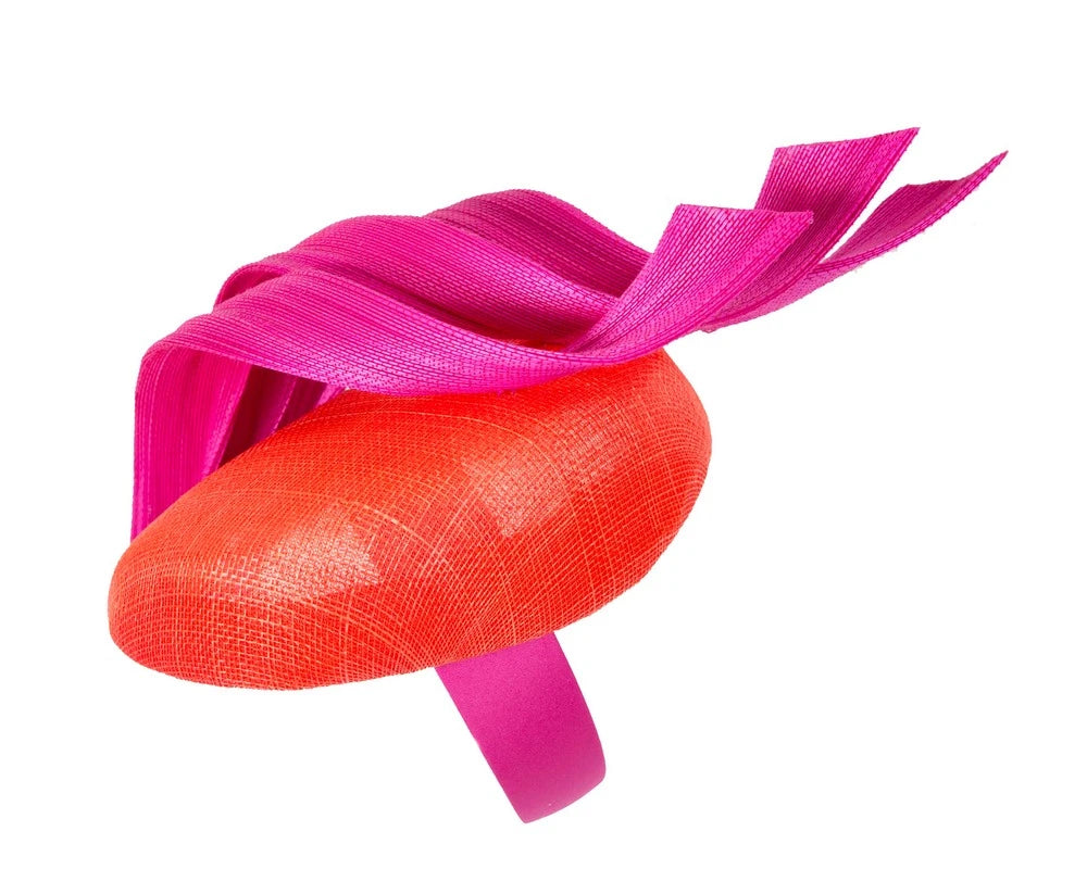 Bespoke Orange & Fuchsia Pillbox Fascinator