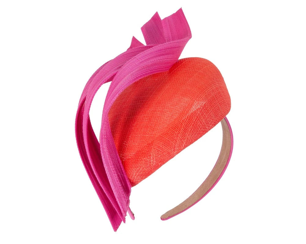 Bespoke Orange & Fuchsia Pillbox Fascinator