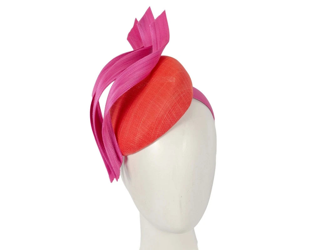 Bespoke Orange & Fuchsia Pillbox Fascinator