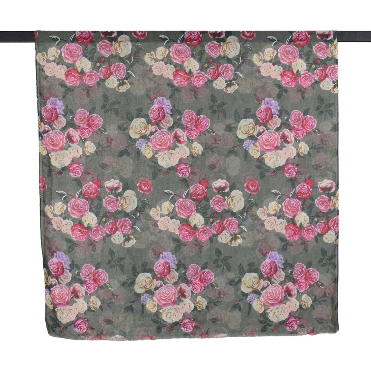 Vintage Rose Garden Scarf - Grey Pink