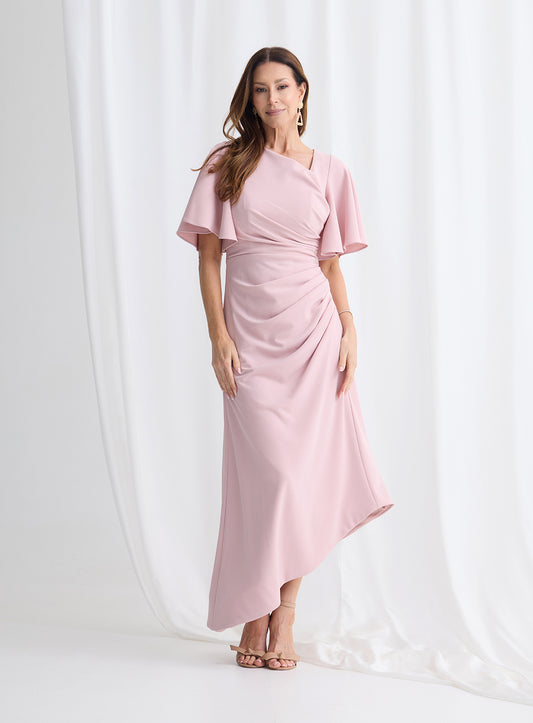 Trellis Lane Martha Asymmetric Hem Dress - Dusty Pink