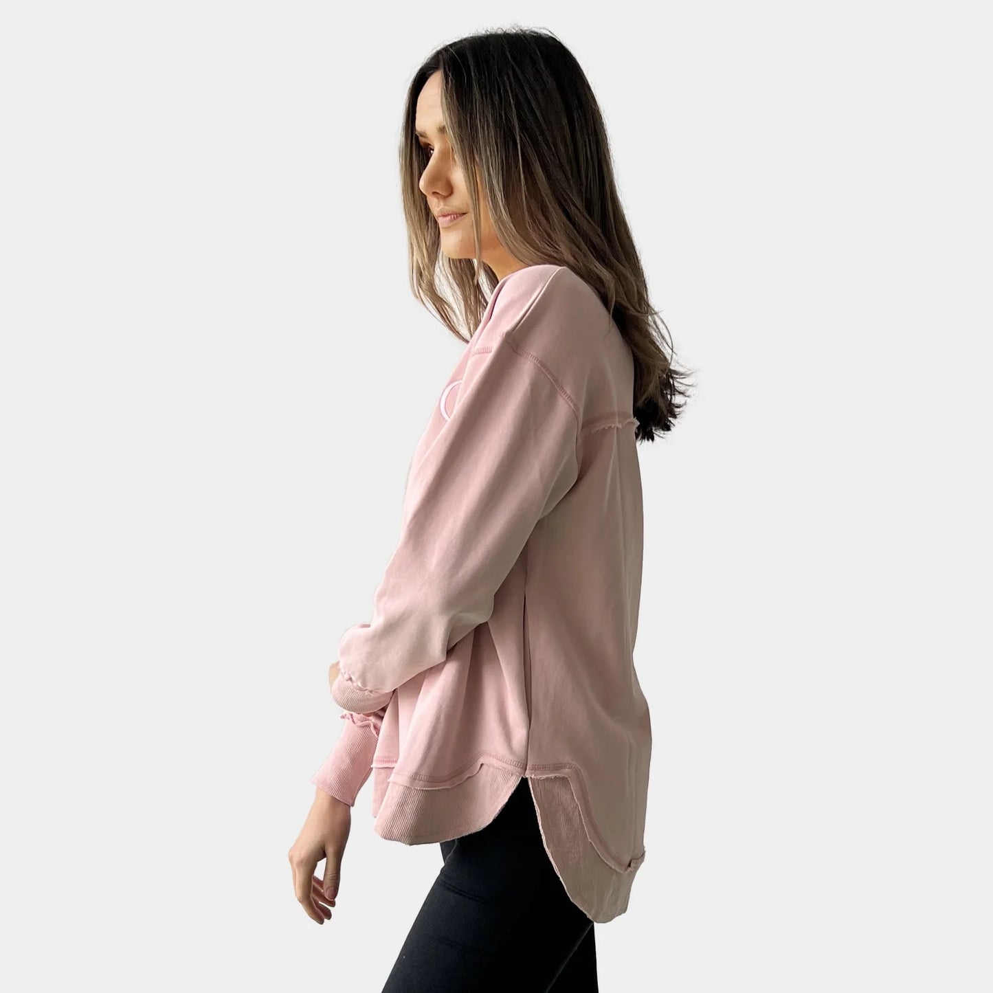 Amyic Embroidery Sweatshirt - Pale Pink