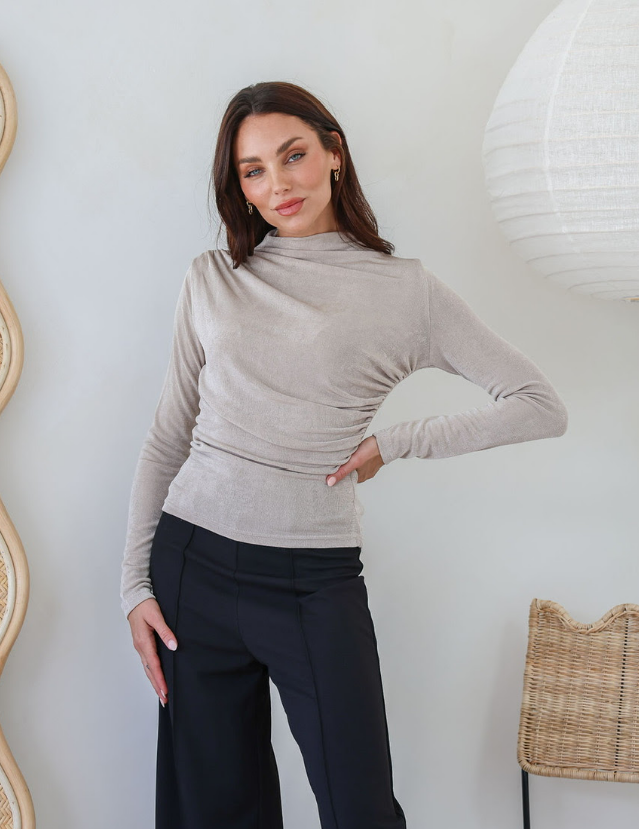 Andi Drape Top - Latte